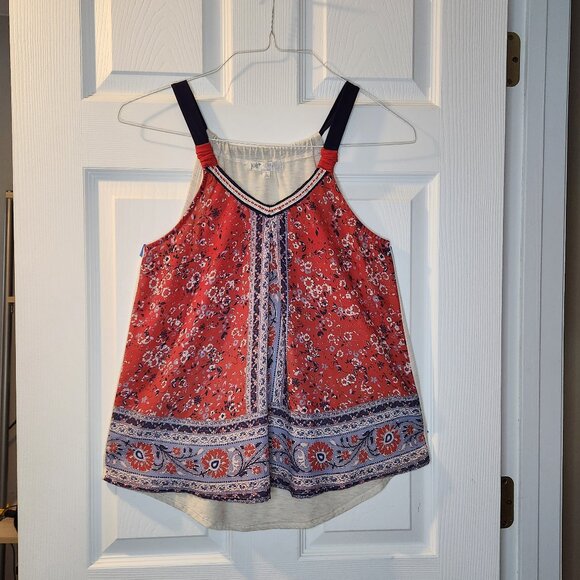 Jolt Tops - Jolt Floral Red and Blue Small Womens Tank Top